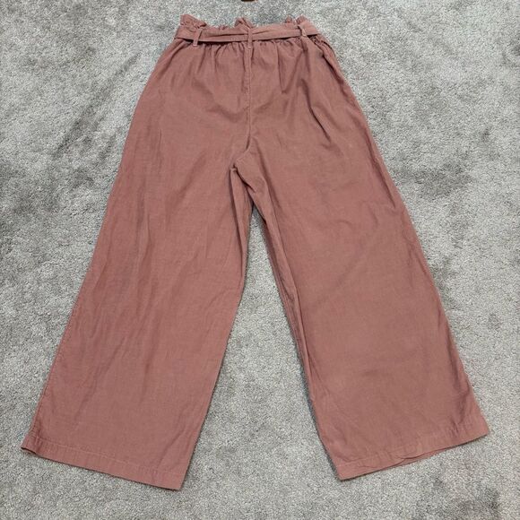 American Eagle Pink Corduroy Paperbag Wide Leg Pants Size M - Picture 3 of 12